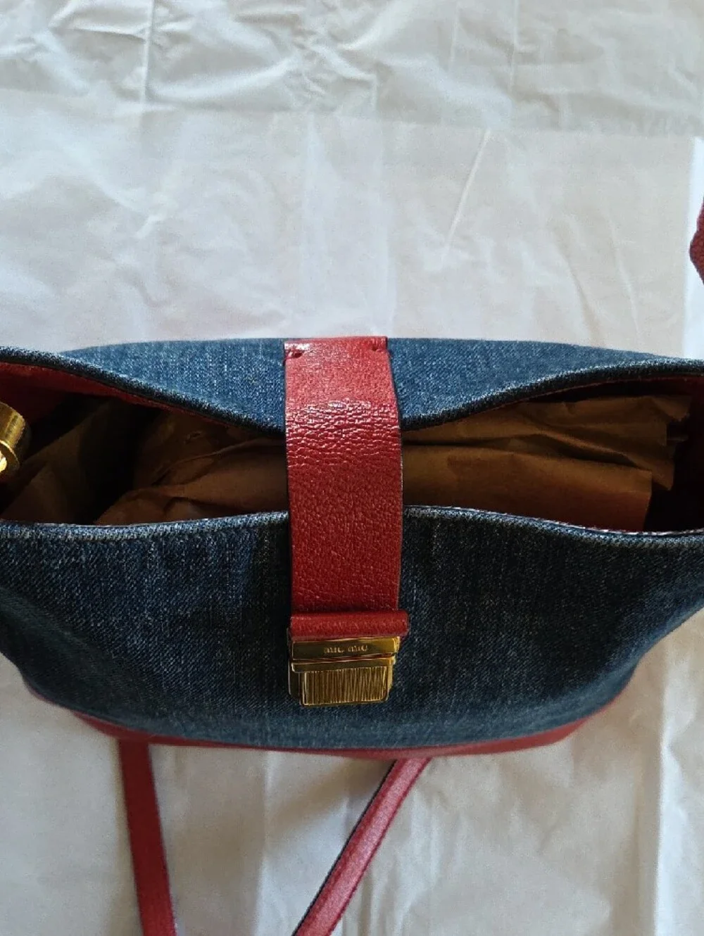 Miu Miu Convertible Denim and Leather Bag